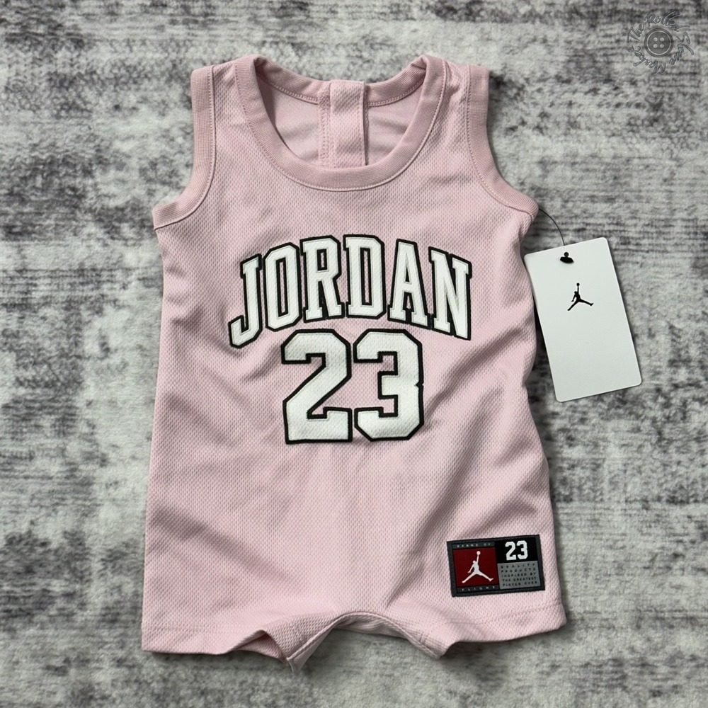 NWT Nike Jordan Baby Jumpman 23 Jersey Pink Romper 3‎ Months - 55D691-A9Y
